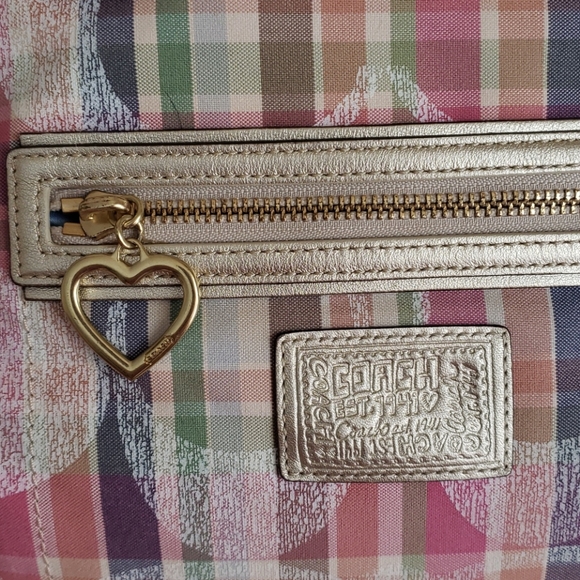 Coach Poppy crossbody satchel 2 way plaid purse - Picture 3 of 14